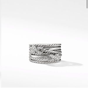 David Yurman Double X Crossover Ring with Diamonds